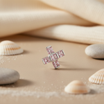 Load image into Gallery viewer, Pink Gemstone Cross Stud Earrings | 925 Silver Earrings for Women
