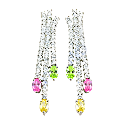 Pretty Multi Color CZ Silver Earring