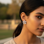 将图像加载到图库查看器中， Silver Flower Stud Earrings | Cubic Zirconia | Women's Jewelry
