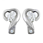 将图像加载到图库查看器中， Silver Heart-Shaped Stud Earrings | Cubic Zirconia | For Women

