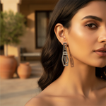 Load image into Gallery viewer, Silver Greek Key Dangle Earrings for Women | Statement Jewelry
