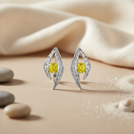 Load image into Gallery viewer, 925 Silver Yellow Gemstone Earrings | For Women | Daily Wear

