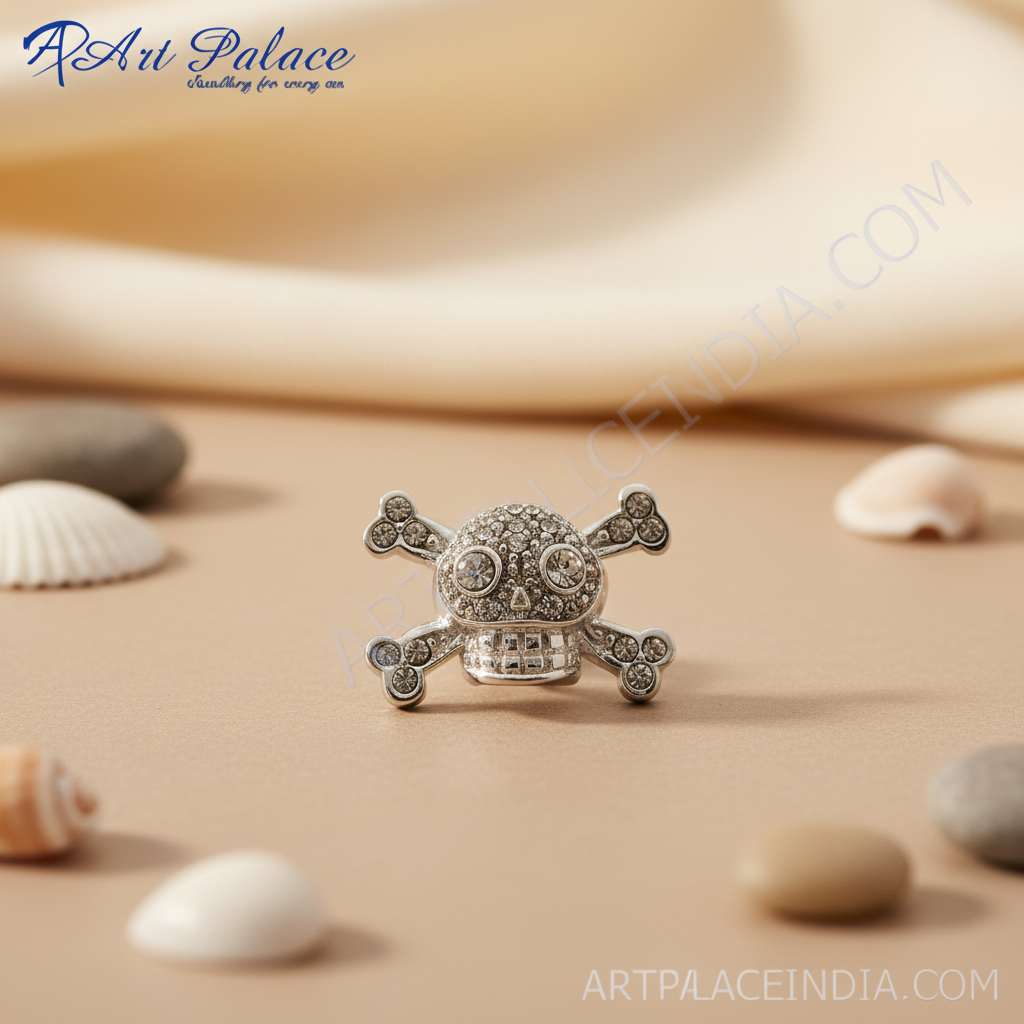 Silver Crystal Skull Brooch Pins | Gothic Jewelry | Gift