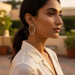 Load image into Gallery viewer, Silver Oval Hoop Earrings with Diamonds | Women's Jewelry
