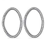 Load image into Gallery viewer, Silver Oval Hoop Earrings with Diamonds | Women's Jewelry
