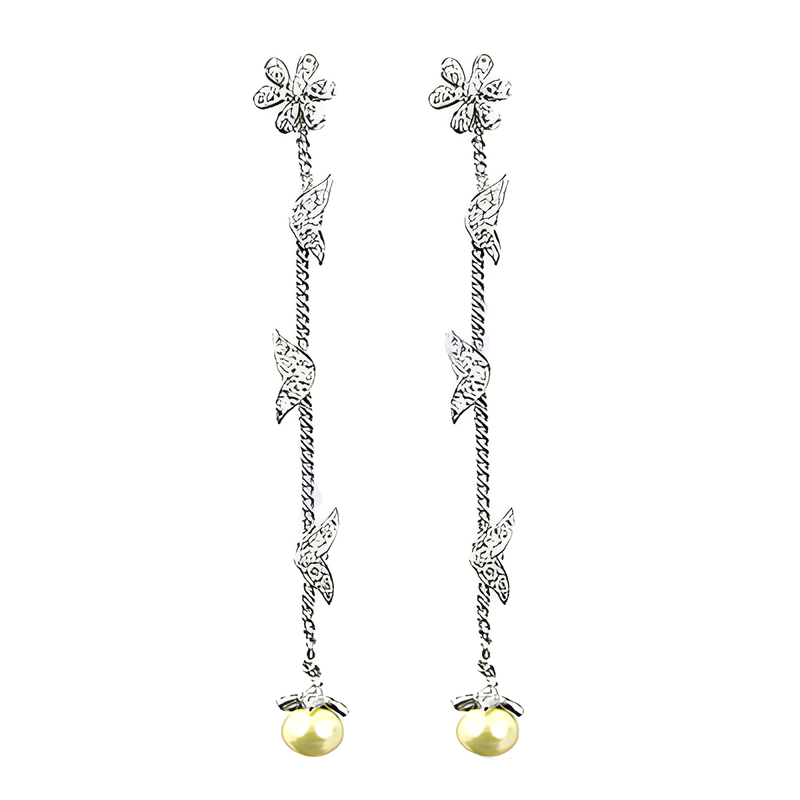 Latest Fashionable Pearl & Cubic Zirconia Silver Earrings