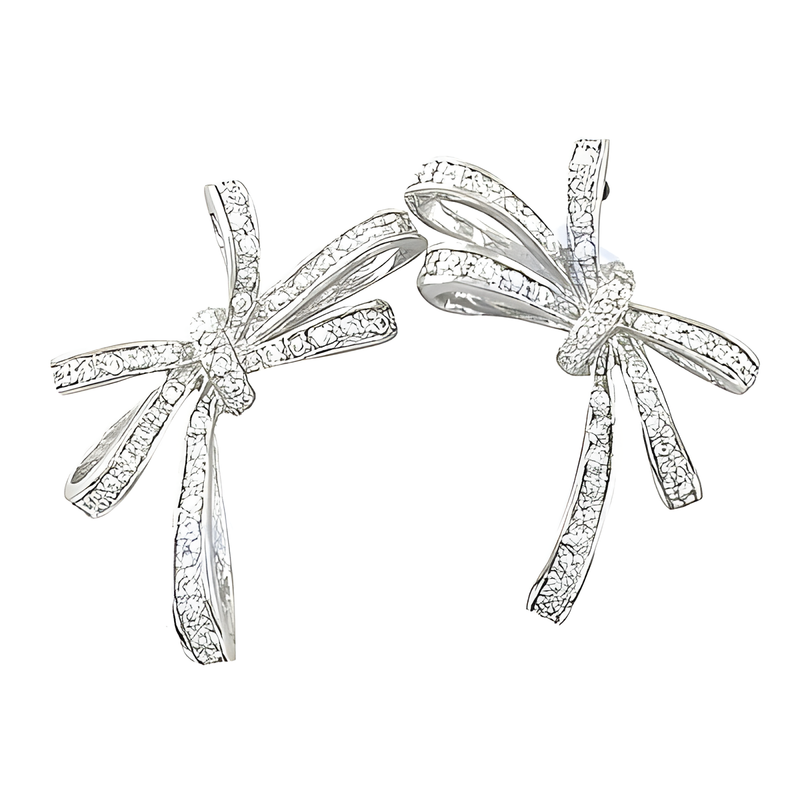 Fabulous Stylish Cubic Zirconia Gemstone Silver Knot Earrings