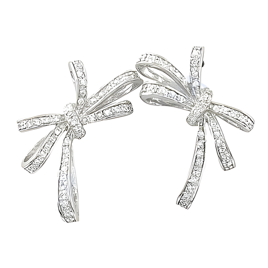 Fabulous Stylish Cubic Zirconia Gemstone Silver Knot Earrings