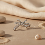 Load image into Gallery viewer, Silver Bowknot Earrings with Crystals | Women's Fashion Jewelry
