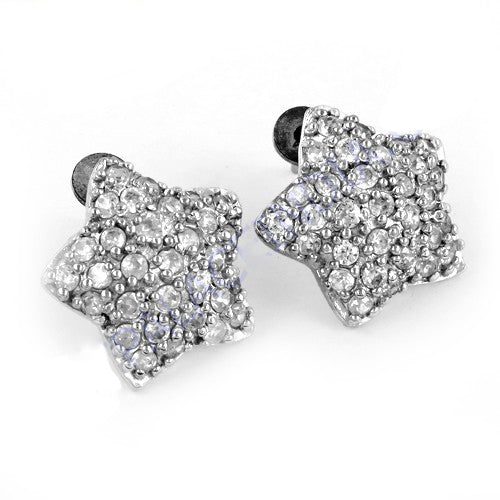 Silver cubic zirconia star stud earrings for women | gift