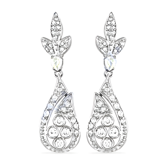 Party Wear Cubic Zirconia Gemstone Silver Earrings