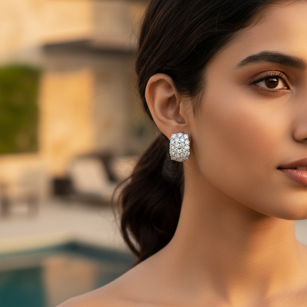 925 Silver Cubic Zirconia Hoop Earrings for Women | Daily Wear