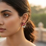 Load image into Gallery viewer, Ruby Stud Earrings | gold plating Plated Silver Earrings for Women
