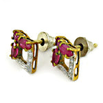 Load image into Gallery viewer, Ruby Stud Earrings | gold plating Plated Silver Earrings for Women
