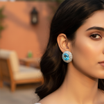 Load image into Gallery viewer, Silver Blue Gemstone Stud Earrings for Women | Daily Wear
