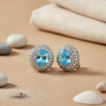 Load image into Gallery viewer, Silver Blue Gemstone Stud Earrings for Women | Daily Wear
