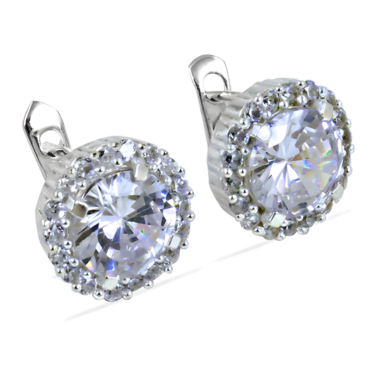 Charming Cubic Zirconia Gemstone Silver Earrings