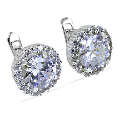 925 silver cubic zirconia halo earrings for women | gift
