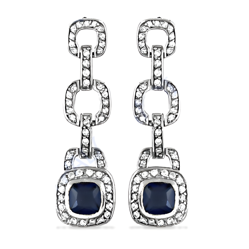 Graceful Ink Zirconia & Cubic Zirconia Gemstone Silver Earrings