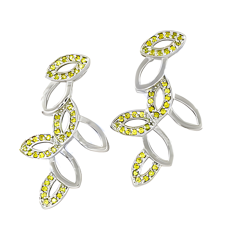 Fabulous Yellow Cubic Zirconia Gemstone Silver Earrings