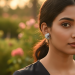 Load image into Gallery viewer, Silver Stud Earrings with Blue Gemstones for Women | Daily Wear
