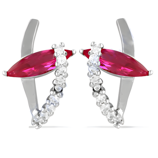 Precious Antique Pink & White CZ Gemstone Silver Earrings