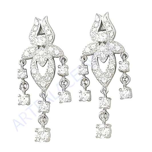 Party Wear Cubic Zirconia Gemstone 925 Silver Earrings