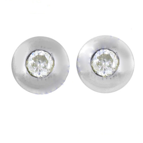 Silver stud earrings with white gemstones | daily wear jewelry