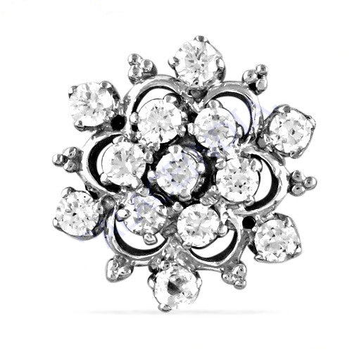 Silver diamond cluster stud earrings for women | gift jewelry