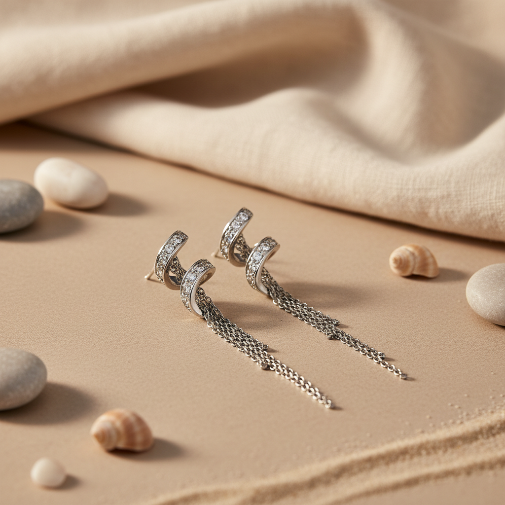 925 Silver Chain Dangle Earrings for Women | Party Jewelry