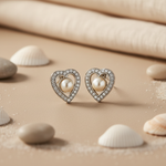 将图像加载到图库查看器中， Silver Heart Pearl Stud Earrings | Women's Jewelry Gift
