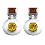 将图像加载到图库查看器中， 925 Silver Citrine &amp; Garnet Earrings for Women | Gemstone Jewelry
