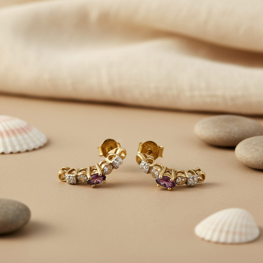 gold plating Ruby & Diamond Earrings | Luxury Jewelry for Women