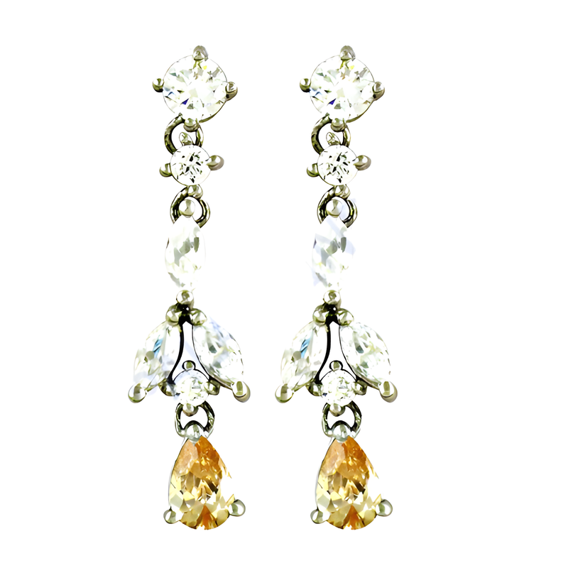 Sensational Pitch & White Cz Gemstone Silver Earrings