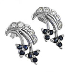 Load image into Gallery viewer, Silver Sapphire Stud Earrings for Women | Floral Design Jewelry
