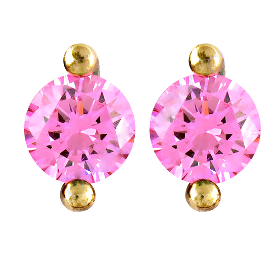 Charming Pink Cubic Zirconia Gemstone Silver Earrings