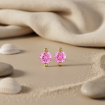 将图像加载到图库查看器中， Pink Gemstone Stud Earrings | gold plating Plated Jewelry for Women
