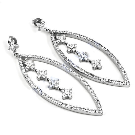 Gorgeous Dangle Gemstone Silver Earrings With Cubic Zirconia