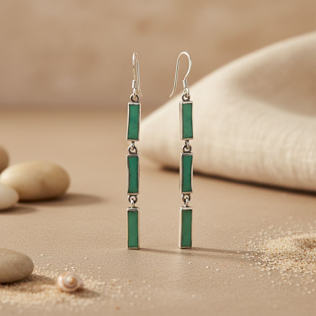 925 Silver Green Gemstone Drop Earrings for Women | Gift Jewelry