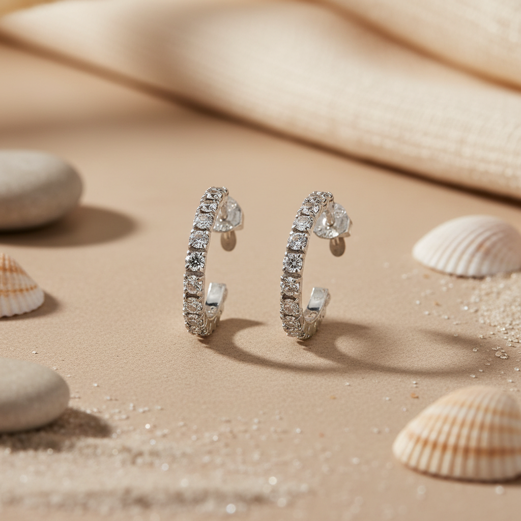 925 Silver Cubic Zirconia Hoop Earrings for Women | Gift