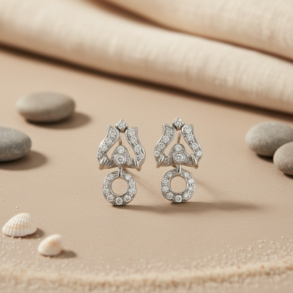 Silver Cubic Zirconia Earrings for Women | Statement Jewelry