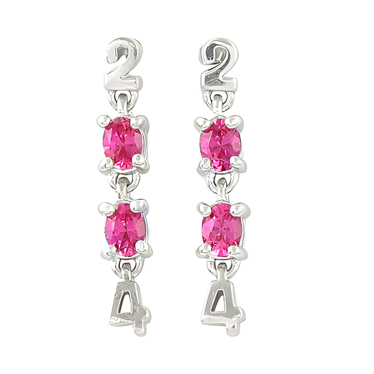 Creative Stylish Pink Cubic Zirconia Gemstone Silver Earrings