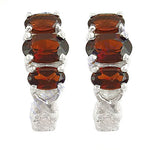 将图像加载到图库查看器中， 925 Silver Garnet Hoop Earrings for Women | Gemstone Jewelry
