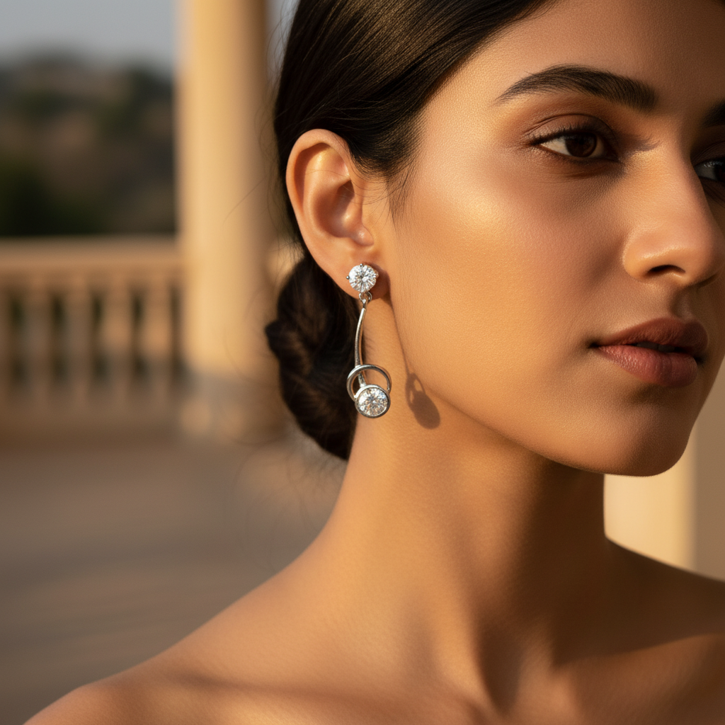 Silver Cubic Zirconia Drop Earrings for Women | Dangle Jewelry
