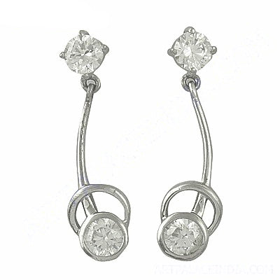 Silver cubic zirconia drop earrings for women | dangle jewelry