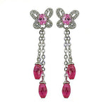 将图像加载到图库查看器中， Silver Dangle Earrings with Pink Gemstones | Women's Jewelry Gift
