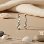 将图像加载到图库查看器中， Silver Dangle Earrings with Green Stone for Women | Daily Wear
