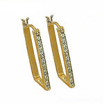 将图像加载到图库查看器中， gold plating Rectangle Hoop Earrings | Crystal-Accented Women's Jewelry
