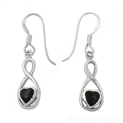 925 silver black heart drop earrings for women | gift
