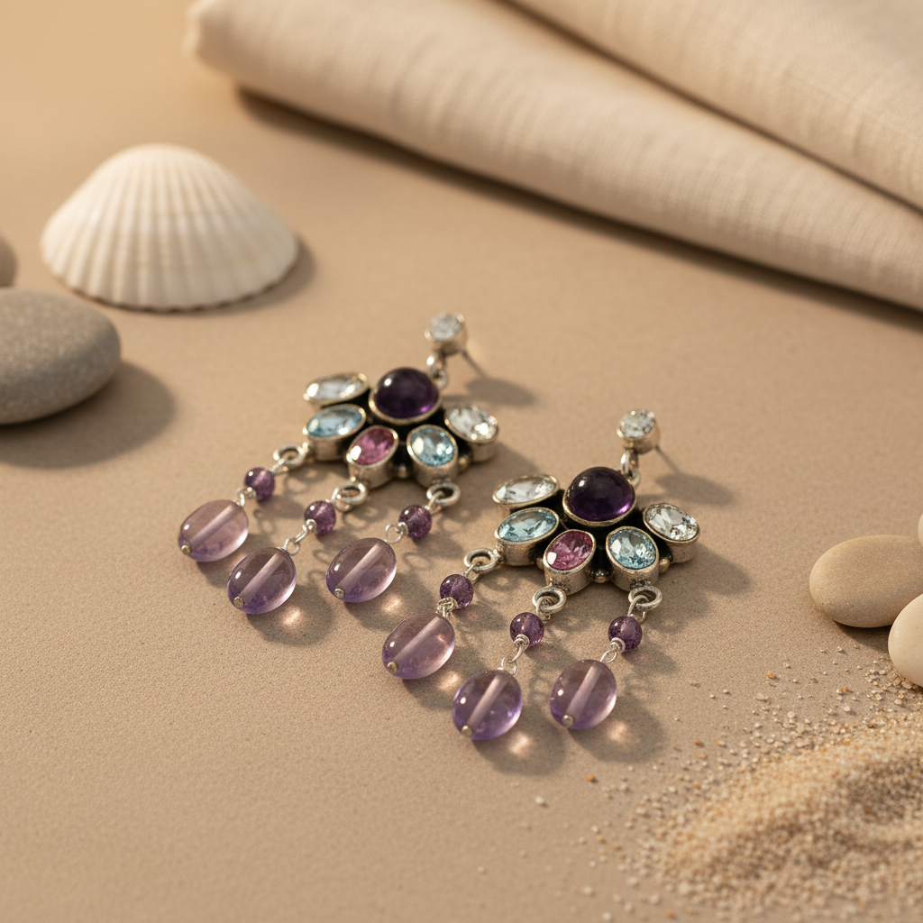 Amethyst Dangle Earrings for Women | Gemstone Jewelry